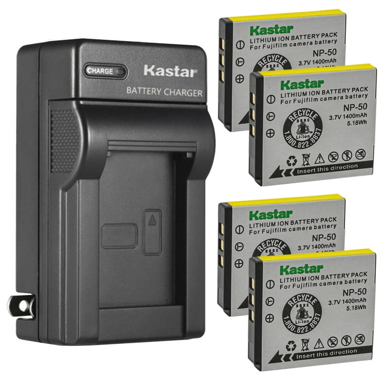 FUJIFILM FINEPIX F900EXR 本体 バッテリー 充電器付 Kastar 4-Pack Battery FNP-50 and AC Wall Charger Replacement for