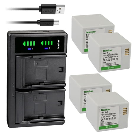 Kastar 4-Pack Battery and LTD2 USB Charger Compatible with Arlo A-2 A2, Arlo 308-10030-01, 308-10032-01, Arlo Go Mobile Security Camera, Netgear Arlo Go 4030 Verizon HD Indoor Outdoor Camera