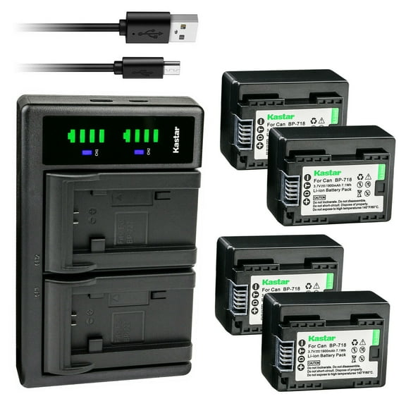 Kastar 4-Pack Battery and LTD2 USB Charger Replacement for Canon LEGRIA HF M706 HFM706, LEGRIA HF M806 HFM806, VIXIA HF M50 HFM50, VIXIA HF M52 HFM52, VIXIA HF M500 HFM500, VIXIA HF R30 HFR30