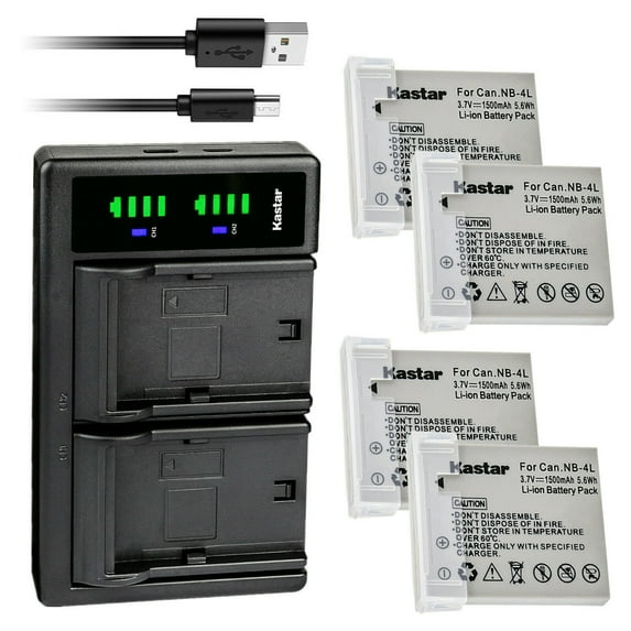 Kastar 4-Pack Battery and LTD2 USB Charger Replacement for Canon PowerShot SD450, PowerShot SD600, PowerShot SD630, PowerShot SD750, PowerShot SD780 IS, PowerShot SD940 IS, PowerShot SD960 IS Camera