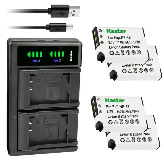 Kastar 4-Pack Battery and LTD2 USB Charger Replacement for Fujifilm NP-48 FNP-48 NP48 FNP48 Battery, Fujifilm XQ1 Digital Camera, Fujifilm XQ2 Digital Camera