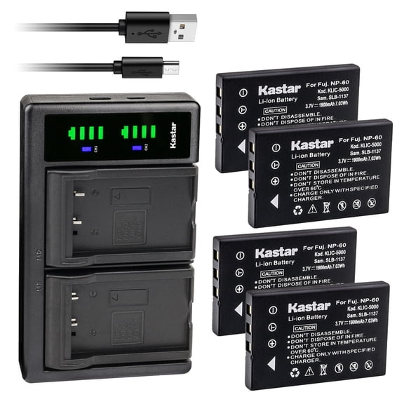 Kastar 4-Pack Battery and LTD2 USB Charger Replacement for FinePix M603, FinePix M603 Zoom, FinePix MX, DC-T50, Gwen, PhotoSmart R07, PhotoSmart R507, PhotoSmart R607, PhotoSmart R607 BMW