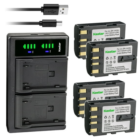 Kastar 4-Pack Battery and LTD2 USB Charger Replacement for JVC GR-D72, GR-D72US, GR-D73, GR-D73US, GR-D74, GR-D74US, GR-D90, GR-D90U, GR-D90US, GR-D91, GR-D91US, GR-D92, GR-D93, GR-D93US, GR-D94