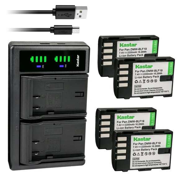 Kastar 4-Pack Battery and LTD2 USB Charger Replacement for Panasonic Lumix DMC-GH3KBODY, Lumix DMC-GH4, Lumix DMC-GH4A, Lumix DMC-GH4H, Lumix DMC-GH4KBODY, Lumix DC-GH5, Lumix DC-GH5S Cameras