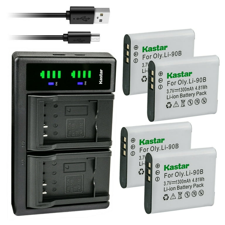 Kastar 4-Pack Battery and LTD2 USB Charger Replacement for Ricoh