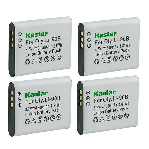 Kastar 4-Pack Battery Replacement for Olympus Li-90B Li-92B Battery, Olympus LI-90C UC-90 Charger, Olympus Stylus XZ-2, Stylus XZ-2 iHS, Tough TG-Tracker, Stylus SH-1, Stylus SH-2, Stylus SH-3 Cameras