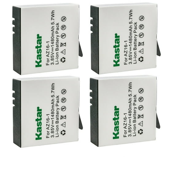 Kastar 4-Pack Battery Replacement for Xiaomi YI AZ16-1, Xiaomi YI AZ16-2 Battery, Xiaomi Yi 4K, Xiaomi Yi 4K+, Xiaomi Yi Lite, Xiaomi YI 360 VR Sport Action Camera Camcorder