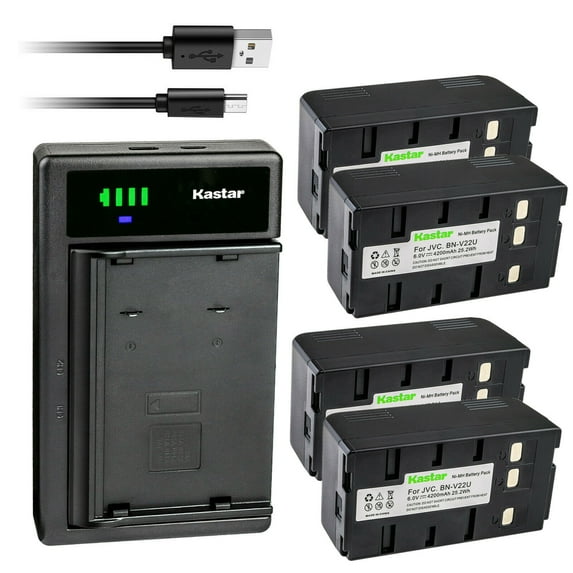 Kastar 4-Pack Battery and Smart USB Charger Replacement for JVC GR-AX17U GR-AX100 GR-AX110 GR-AX150 GR-AX2 GR-AX2U GR-AX200 GR-AX200U GR-AX201U GR-AX202U GR-AX210 GR-AX210U GR-AX220U GR-AX230U