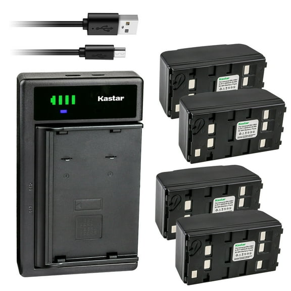 Kastar 4-Pack Battery and Smart USB Charger Replacement for JVC GR-AX500U GR-AX510U GR-AX55 GR-AX55U GR-AX570 GR-AX60 GR-AX606U GR-AX610U GR-AX640U GR-AX650U GR-AX655 GR-AX655U GR-AX7U GR-AX70