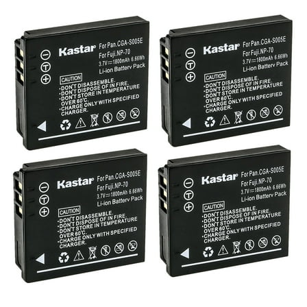 Kastar 4-Pack CGA-S005 Battery Replacement for Panasonic Lumix DMC- FX8, Lumix DMC- FX9, Lumix DMC- LX1, Lumix DMC- LX2, Lumix DMC- LX3, Lumix DMC- FS1, Lumix DMC- FS2, Lumix DMC- FX01 Camera