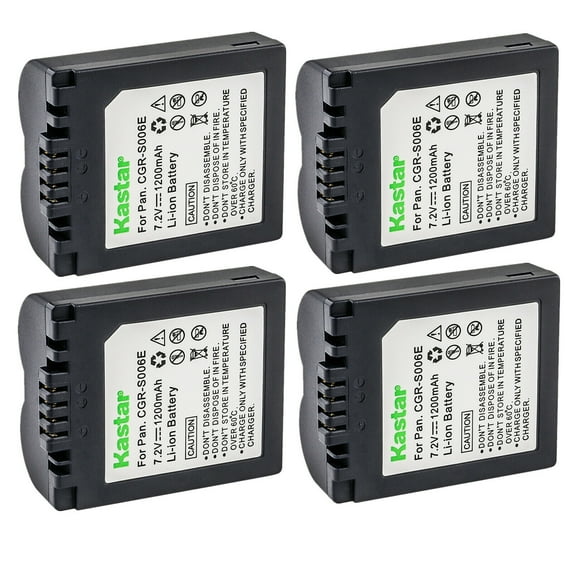 Kastar 4-Pack CGA-S006 Battery Replacement for Panasonic Lumix DMC-FZ28EFS, Lumix DMC-FZ30, Lumix DMC-FZ30BB, Lumix DMC-FZ30EEK, Lumix DMC-FZ30EES, Lumix DMC-FZ30EG, Lumix DMC-FZ30EGK Camera
