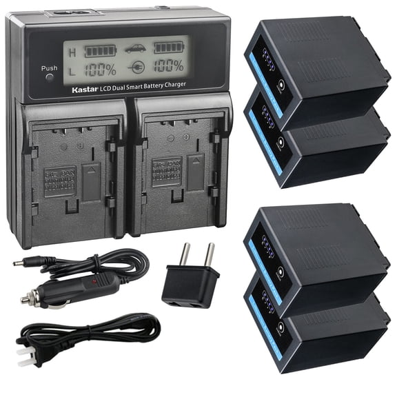 Kastar 4-Pack CGR-D54 Pro Battery and CH04 Fast Charger Compatible with Panasonic AG-HPX171 AG-HPX250 AG-HPX250EN AG-HPX250P AG-HPX250PJ AG-HPX255 AG-HPX255P AG-HPX255EJ AG-HVX200 AG-HVX200A Camera