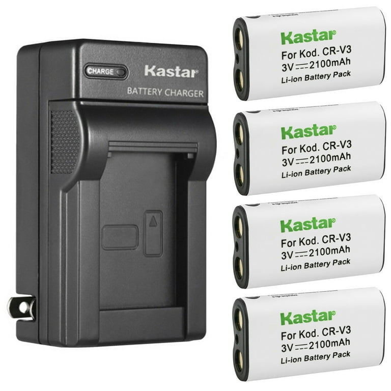 Kastar 4-Pack CR-V3 Battery and AC Wall Charger Replacement for