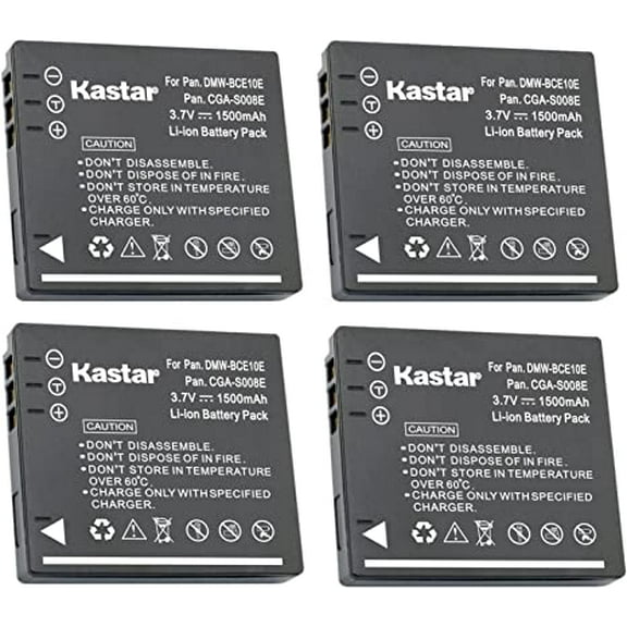 Kastar 4-Pack DMW-BCE10 / CGA-S008 Battery Replacement for Panasonic Lumix DMC-FX35 DMC-FX35A DMC-FX35EG-A DMC-FX35EG-K DMC-FX35EG-N DMC-FX35EG-S DMC-FX35EG-W DMC-FX35K DMC-FX35S Camera