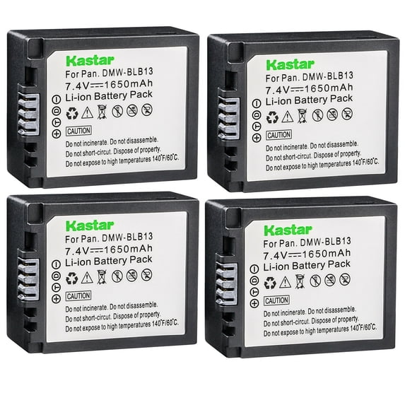 Kastar 4-Pack DMW-BLB13 Battery Replacement for Panasonic DMW-BLB13, DMW-BLB13E, DMW-BLB13GK, DMW-BLB13PP Battery, DE-A49, DE-A49A, DE-A49B, DE-A49C Charger, Panasonic DMC-GF1EG DMC-GF1GH Camera