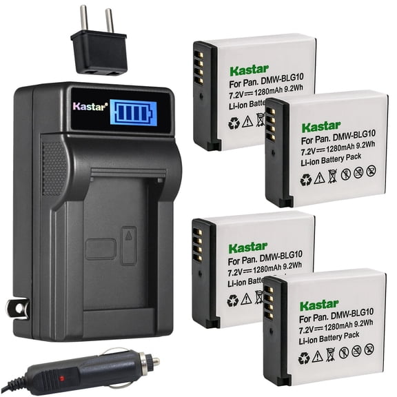 Kastar 4-Pack DMW-BLG10 Battery and LCD AC Charger Compatible with Panasonic Lumix DMC-LX100, Lumix DMC-LX100K, Lumix DMC-LX100S, Lumix DMC-S6, Lumix DMC-ZS60, Lumix DMC-ZS70, Lumix DMC-ZS80 Cameras