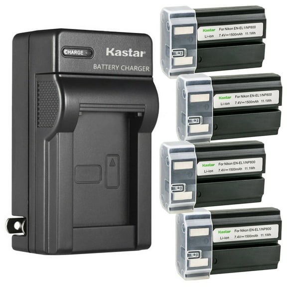 Kastar 4-Pack EN-EL1 Battery and AC Wall Charger Replacement for Portable Hand Held Slit Lamp
