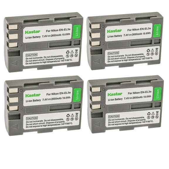 Kastar 4-Pack EN-EL3E Battery Replacement for Nikon D100, Nikon D100SLR, Nikon D200, Nikon D300, Nikon D300S, Nikon D50, Nikon D50S, Nikon D70, Nikon D70S, Nikon D700, Nikon D80, Nikon D90 Camera