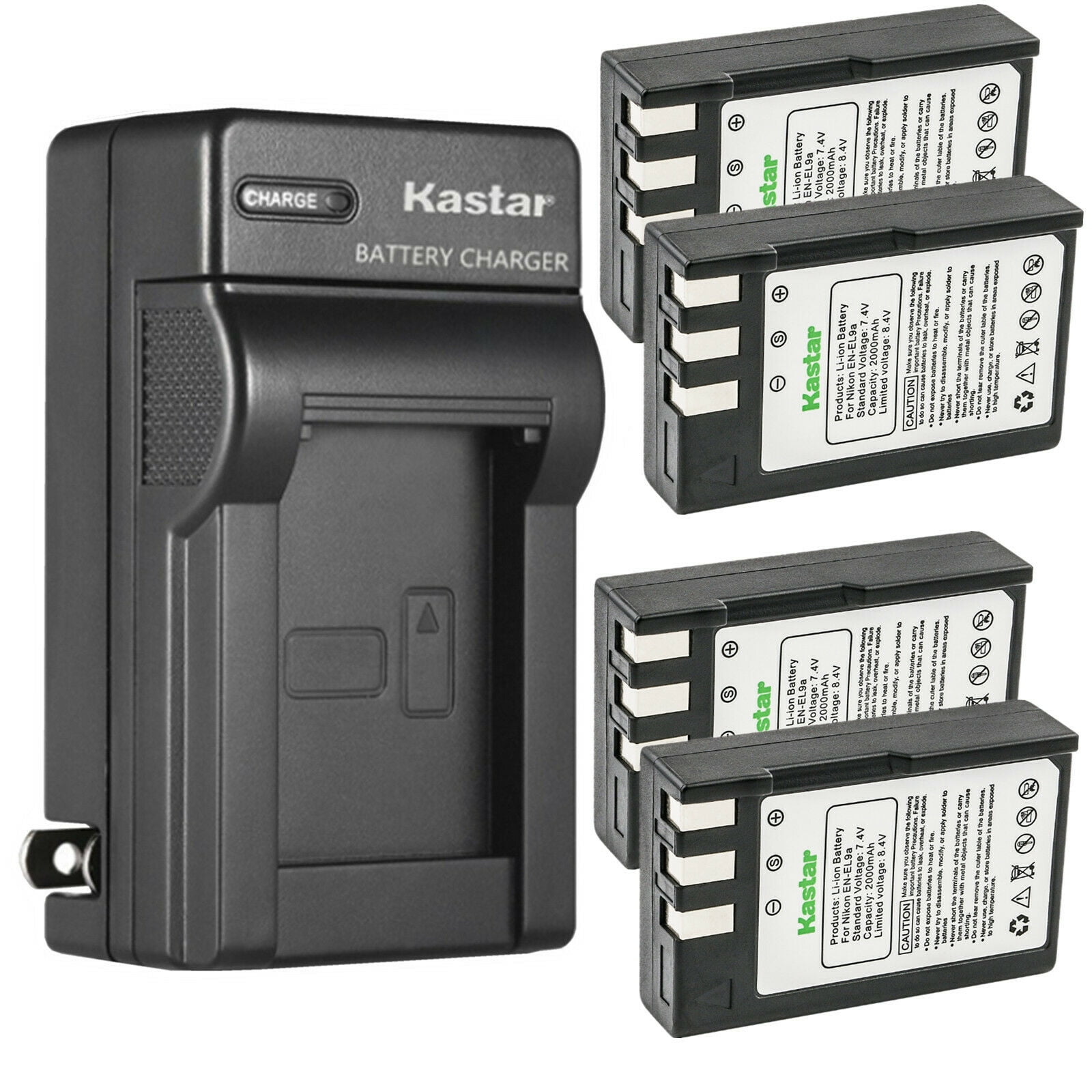 Kastar 4-Pack EN-EL9 Battery and AC Wall Charger Replacement for Nikon