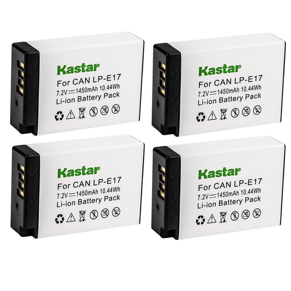 Kastar 4-Pack LP-E17 Battery 7.2V 1450mAh Replacement for Canon EOS M3, EOS M5, EOS M6, EOS M6 Mark II, Canon EOS 77D, EOS 200D, EOS 250D, Canon EOS R8 Mirrorless, EOS R50 Mirrorless Camera