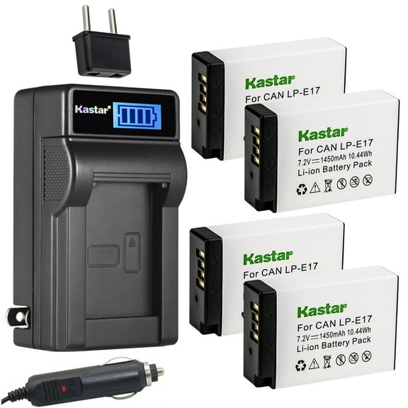 Kastar 4-Pack LP-E17H Battery and LCD AC Charger Compatible with Canon LP-E17 LPE17, 9967B02 Battery, Canon EOS T6i, T6s, T7i, T8i, M6, EOS RP Mirrorless Digital Camera