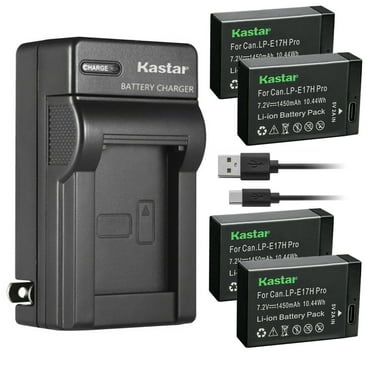 Kastar 4-Pack LP-E17H Pro Battery W/ Type-C Cable and AC Wall Charger Replacement for Canon LP-E17 LP-E17H, 9967B02 Battery, Canon EOS M5, EOS M6, EOS M6 Mark II, EOS 77D Camera, BG-E18 Battery Grip