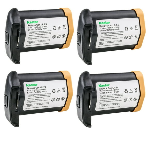 Kastar 4-Pack LP-E4 Battery 11.1V 4400mAh Replacement for Canon EOS 1D C, EOS 1D X, EOS 1D X Mark II, Mark 2, EOS 1D Mark III, Mark 3, EOS 1Ds Mark III, Mark 3, EOS 1D Mark IV, Mark 4 Cameras