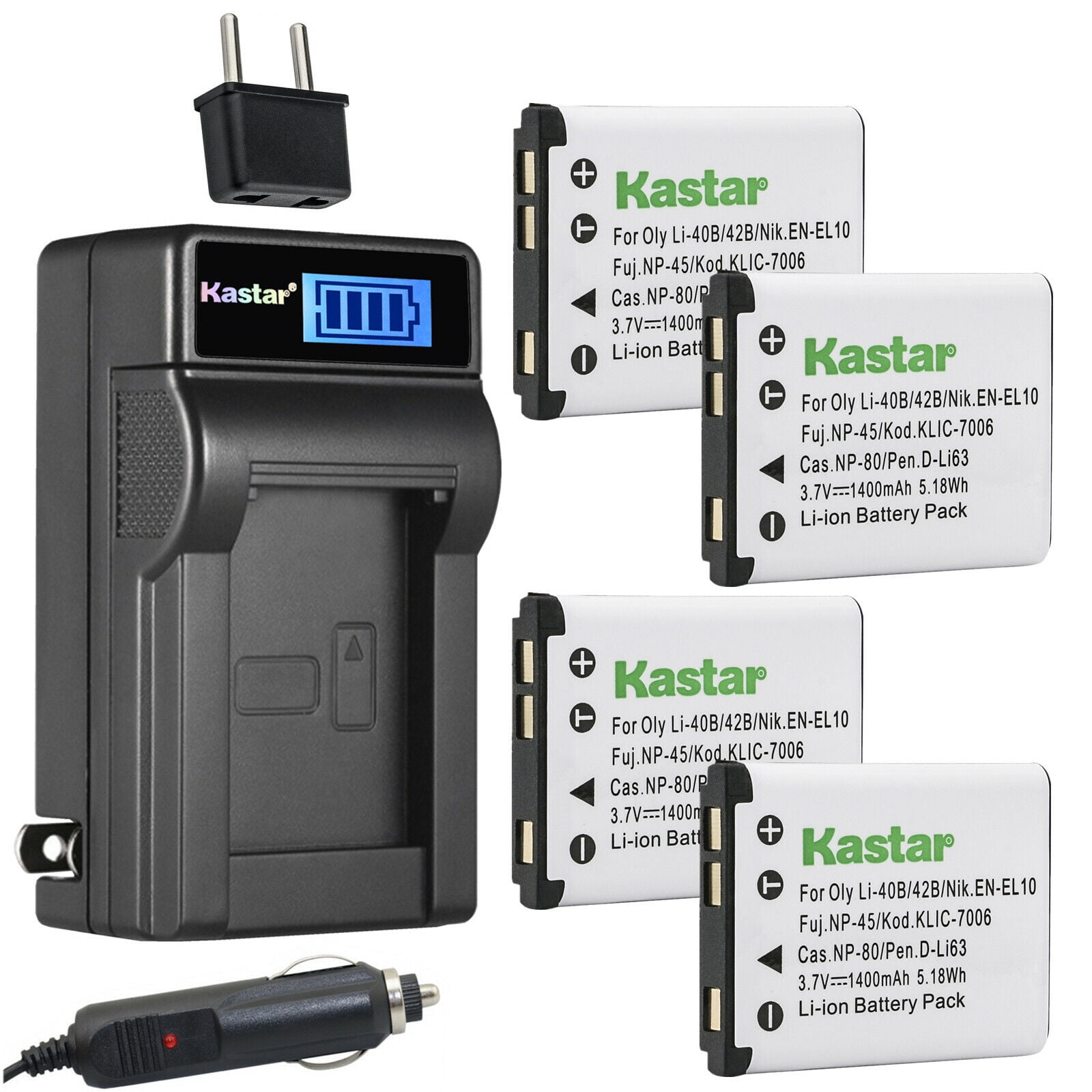 Kastar 4-Pack Li-42B Battery and LCD AC Charger Compatible with Sanyo ...