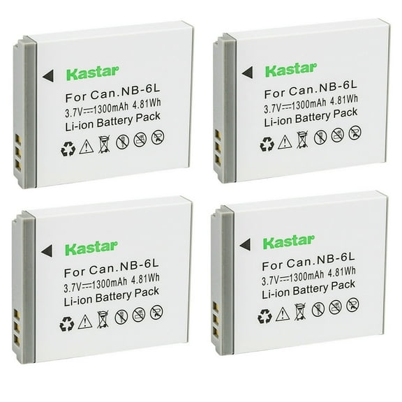 Kastar 4-Pack NB-6L Battery 3.7V 1300mAh Replacement for Canon PowerShot SX530 HS, PowerShot SX540 HS, PowerShot SX600 HS, PowerShot SX610 HS, PowerShot SX700 HS, PowerShot SX710 HS Camera