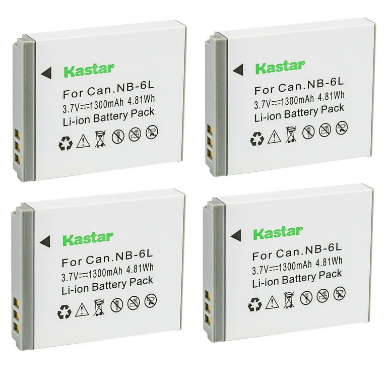 Kastar 4-Pack NB-6L Battery 1300mAh Replacement for Canon