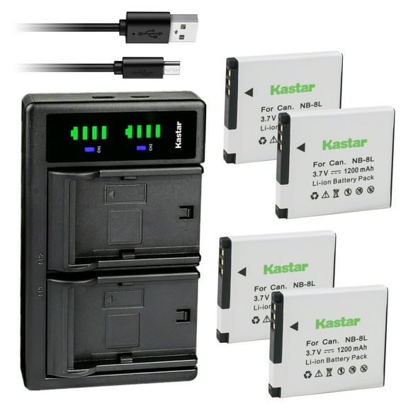 Kastar 4-Pack NB-8L Battery and LTD2 USB Charger Replacement for Canon PowerShot A2200, PowerShot A3000 IS, PowerShot A3100 IS, PowerShot A3150 IS, PowerShot A3200 IS, PowerShot A3300 IS Cameras