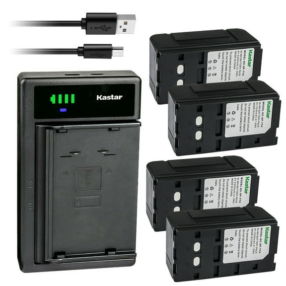 Kastar 4-Pack NP-77H Battery and LTD2 USB Charger Compatible with Sony CCD-TR65 CCD-TR66 CCD-TR7 CCD-TR70 CCD-TR700 CCD-TR705 CCD-TR705E CCD-TR707 CCD-TR707E CCD-TR70E CCD-TR71 CCD-TR714 CCD-TR72