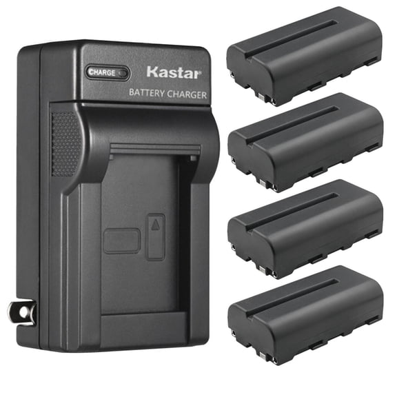Kastar 4-Pack NP-F550 / NP-F570 Battery and AC Wall Charger Replacement for Desview P5Ⅱ DSLR, R5 5.5 inch Touchscreen, R5Ⅱ Camera Field Monitor, R6 UHB 5.5'' Ultra High-Brightness Touchscreen Monitor