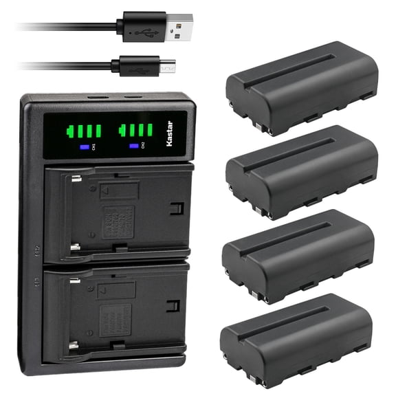 Kastar 4-Pack NP-F550 / NP-F570 Battery and LTD2 USB Charger Compatible with FEELWORLD F570 5.7 INCH SMALL DSLR CAMERA FIELD MONITOR, S55 5.5 INCH CAMERA DSLR FIELD MONITOR