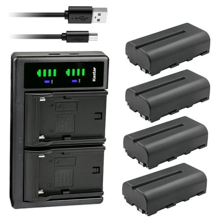 Kastar 4-Pack NP-F550 / NP-F570 Battery and LTD2 USB Charger Compatible with GVM GVM-R500R GVM-680RS GVM-800D GVM-850D GVM-880RS GVM-1000D GVM-1200D GVM-1300D GVM-1500D GVM Bi-Color Video Light