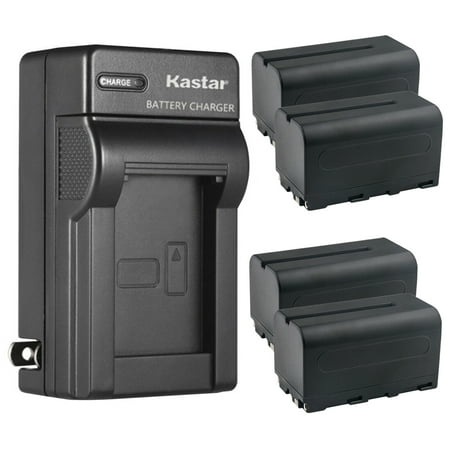 Kastar 4-Pack NP-F750 / NP-F770 Battery and AC Wall Charger Replacement for Delvcam 7" On-Camera Monitor, Avtec 7" HDMI On-Camera Monitor, TARION Professional On-Camera Field Monitor X5