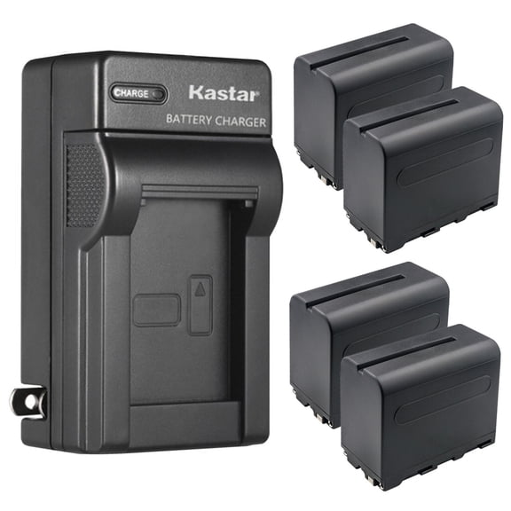 Kastar 4-Pack NP-F960 / NP-F970 Battery and AC Wall Charger Replacement for Blackmagic Design Video Assist 5", Blackmagic Design Video Assist 7", Blackmagic Design Video Assist 3G-SDI/ 7" Monitor