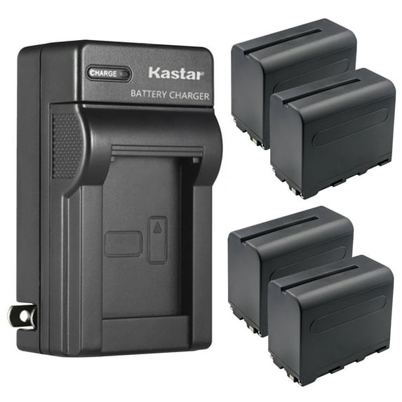 Kastar 4-Pack NP-F960 / NP-F970 Battery and AC Wall Charger Replacement for GVM GVM-1000D GVM-1200D GVM-1300D GVM-1500D GVM Bi-Color Video Light GVM-480S GVM-520S GVM-560AS GVM-672S Video Light
