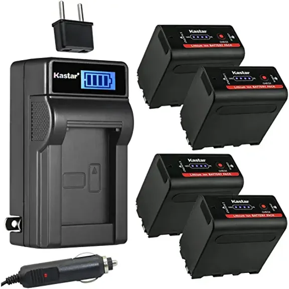 Kastar 4-Pack NP-F980EXP Battery and LCD AC Charger Compatible with Sony CCD-SC5 CCD-SC6 CCD-SC7 CCD-SC8 CCD-SC9 CCD-SC55 CCD-SC65 CCD-TR1 CCD-TR11 CCD-TR1100E CCD-TR12 CCD-TR18 CCD-TR2 CCD-TR200
