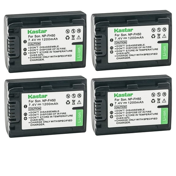 Kastar 4-Pack NP-FH50 Battery 7.4V 1200mAh Replacement for Sony HDR-UX3, HDR-UX5, HDR-UX7, HDR-UX9, HDR-XR100, HDR-XR105, HDR-XR106, HDR-XR200, HDR-XR500, HDR-XR520, SLT-A35, HXR-MC1 Camera