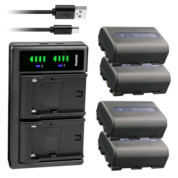 Kastar 4-Pack NP-FM50 Battery and LTD2 USB Charger Replacement for Sony DCR-PC115, DCR-PC120, DCR-PC330, DCR-TRV6, DCR-TRV8, DCR-TRV10, DCR-TRV11, DCR-TRV12, DCR-TRV14, DCR-TRV15, DCR-TRV16 Camera