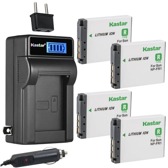 Kastar 4-Pack NP-FR1 Battery and LCD AC Charger Compatible with Sony Cyber-Shot DSC-P150/B, Cyber-Shot DSC-P150/L, Cyber-Shot DSC-P150/S, Cyber-Shot DSC-P200, Cyber-Shot DSC-P200/B