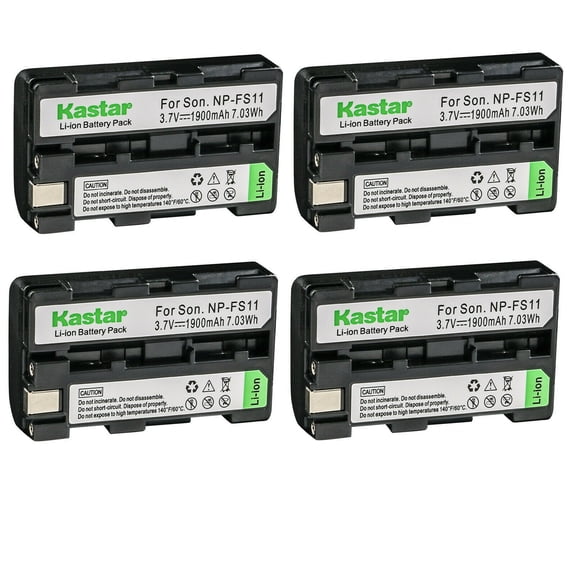 Kastar 4-Pack NP-FS11 Battery Replacement for Sony NP-FS11 NP-F10 NP-FS10 NP-FS12, FS21, FS31 Battery, Sony AC-VQ11, AC-VF10 Charger