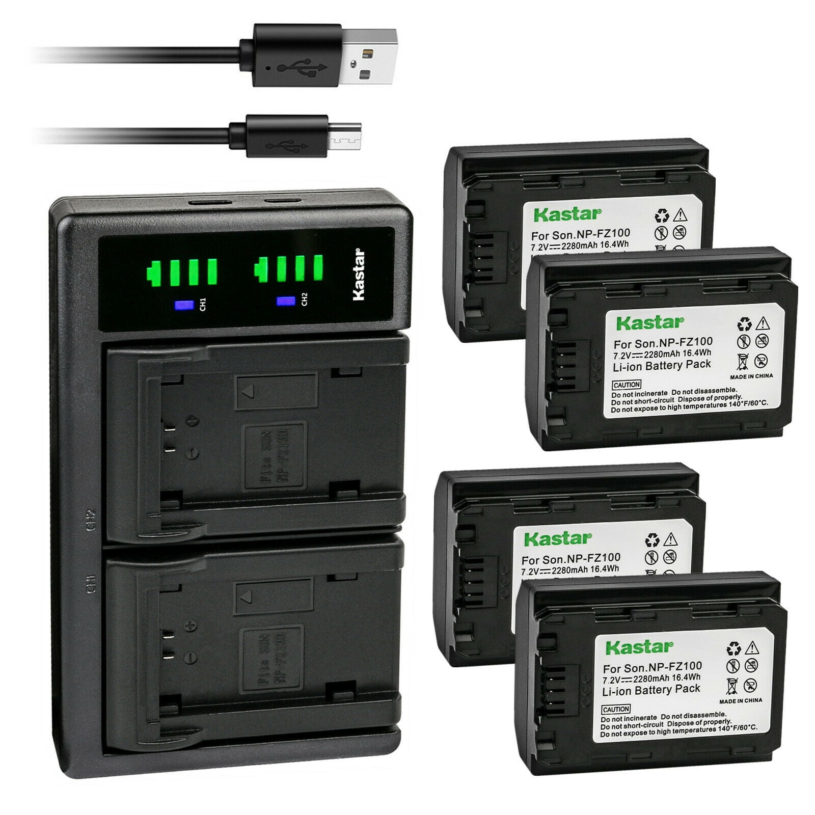 Kastar 4-Pack NP-FZ100 Rechargeable Battery and LTD2 USB Charger