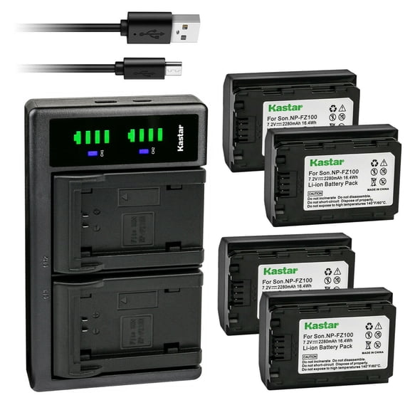 Kastar 4-Pack NP-FZ100 Rechargeable Battery and LTD2 USB Charger Replacement for Sony A7C II Mirrorless Camera, α7C II Mirrorless Camera, Sony A7CR Mirrorless Camera, α7CR Mirrorless Camera