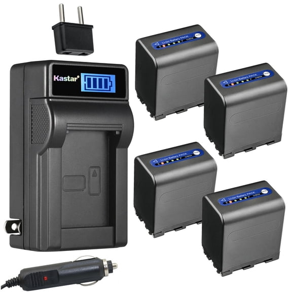 Kastar 4-Pack NP-QM91D Battery and LCD AC Charger Compatible with Sony CCD-TRV11, CCD-TRV12, CCD-TRV14, CCD-TRV15, CCD-TRV16, CCD-TRV17, CCD-TRV18, CCD-TRV19, CCD-TRV20, CCD-TRV22, CCD-TRV23