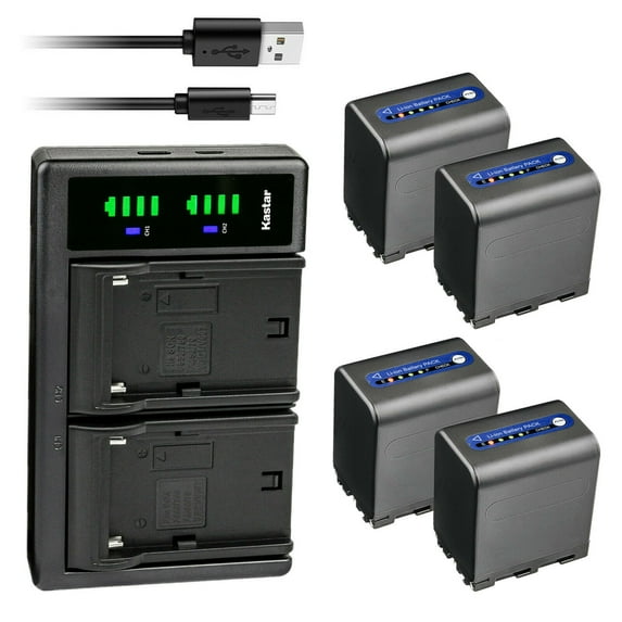 Kastar 4-Pack NP-QM91D Battery and LTD2 USB Charger Compatible with Sony HVR-A1U DSLR-A100 CCD-TRV106 CCD-TRV108 CCD-TRV116 CCD-TRV118 CCD-TRV126 GV-D1000 GV-D1000E Video Walkman