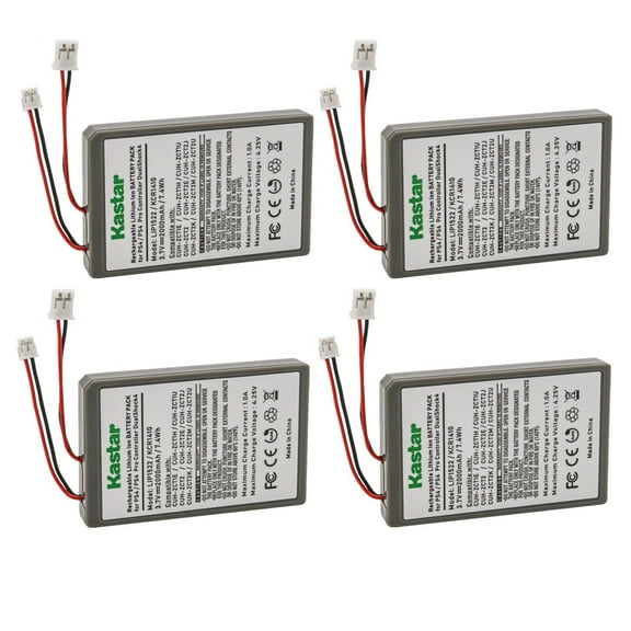 Kastar 4-Pack PS4 Battery Replacement for Sony LIP1522/KCR1410 Battery, Sony Playstation CUH-ZCT1E CUH-ZCT1H CUH-ZCT1H/B CUH-ZCT1H/R CUH-ZCT1U, CUH-ZCT2 CUH-ZCT2E CUH-ZCT2U
