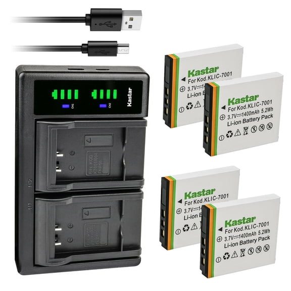 Kastar 4Pack Battery and LTD2 USB Charger Replacement for Kodak KLIC-7001 Battery, K7700 Charger, Kodak EasyShare MX1063, EasyShare V550, EasyShare V570, EasyShare V610, EasyShare V705, EasyShare V750