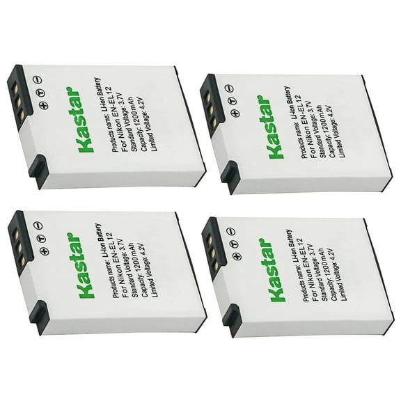 Kastar 4ack EN-EL12 Battery Replacement cement for Nikon EN-EL12 ENEL12 Battery, Nikon MH-65 MH-65P Charger, Nikon Coolpix S9500, Coolpix S9600, Coolpix S9700, Coolpix S9700s Camera